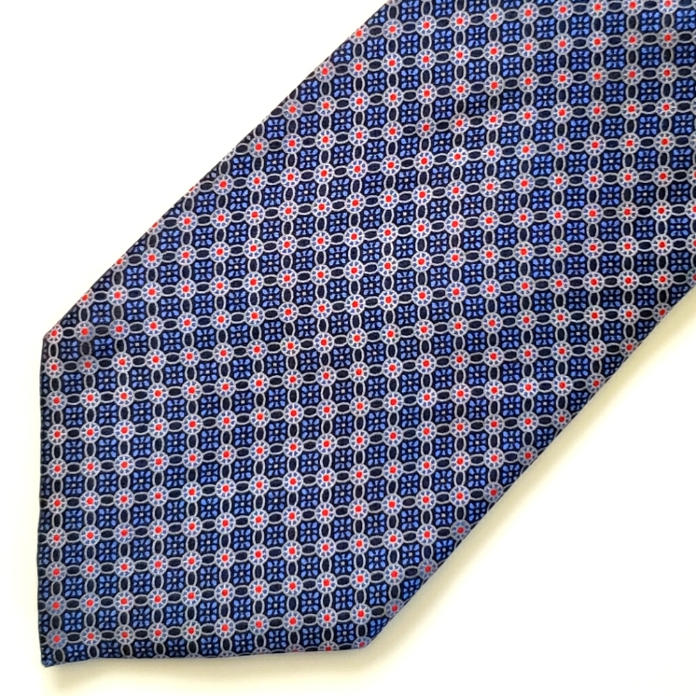 Canali blue geometric design silk necktie excellent condition